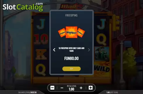Buy Feature Screen. Mad Cabs slot