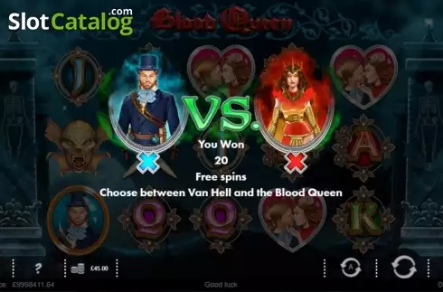 Free Spins screen. Blood Queen slot
