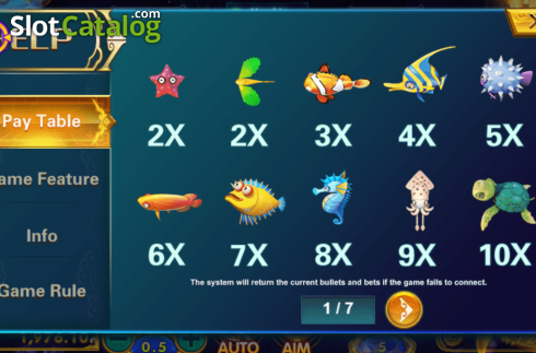 Paytable 2. 5 Dragons Fishing slot