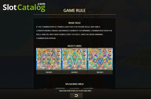 Rules screen. Spindrift 2 slot