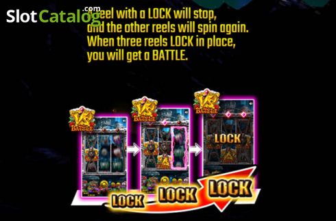 Lock Reels Feature screen. Battle Dwarf Xmas slot