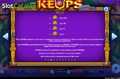 Captura de tela5. Keops Wild slot