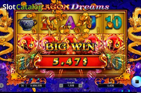 Big win screen. Dragon Dreams slot