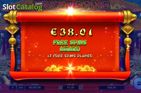 Win Free Spins screen. China Emperor slot