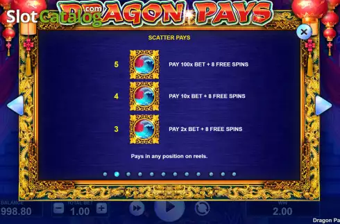 Scatter pays screen. Dragon Pays (JVL) slot