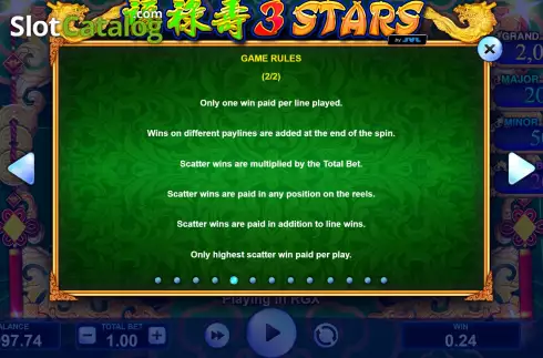 Game Features screen 4. 3 Stars slot