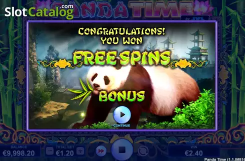 Free Spins Win Screen. Panda Time slot