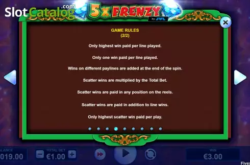 Game Features Screen 3. 5X Frenzy slot