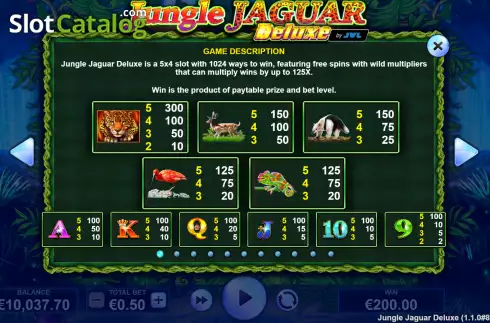 Pantalla5. Jungle Jaguar Deluxe Tragamonedas 
