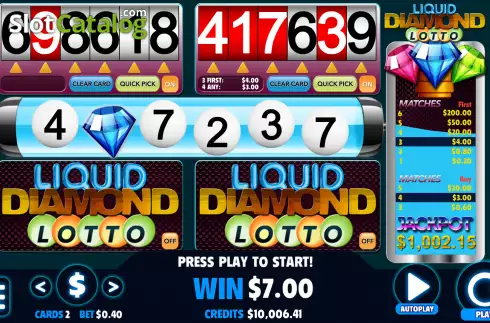 Ekran3. Liquid Diamond Lotto yuvası