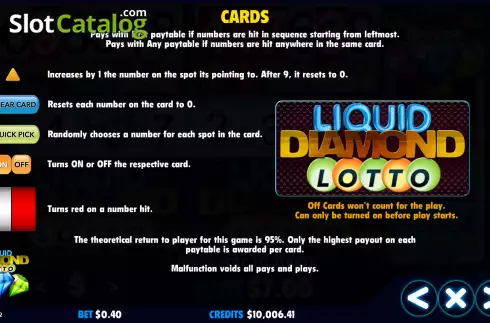 Ekran5. Liquid Diamond Lotto yuvası
