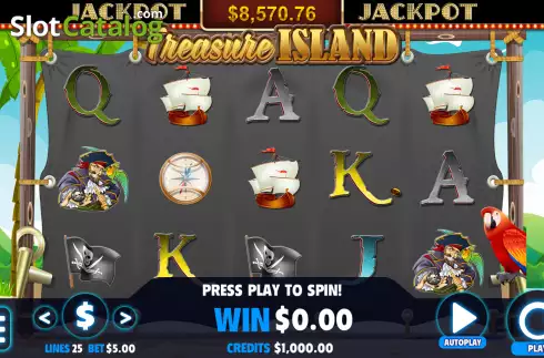 画面2. Treasure Island (Jackpot Software) カジノスロット