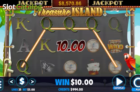 画面4. Treasure Island (Jackpot Software) カジノスロット