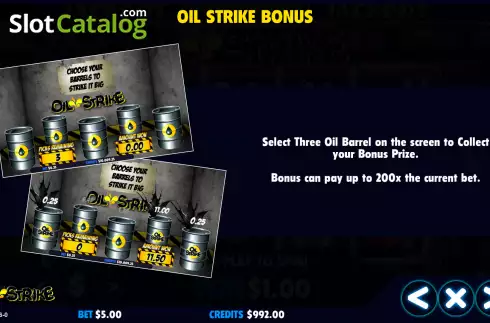 Bonus Game screen. Oil Strike slot