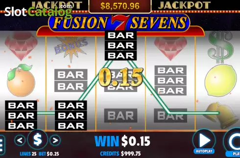 Win screen. Fusion Sevens slot
