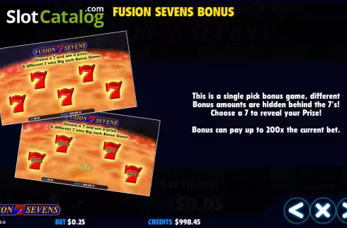 Bonus Game screen. Fusion Sevens slot