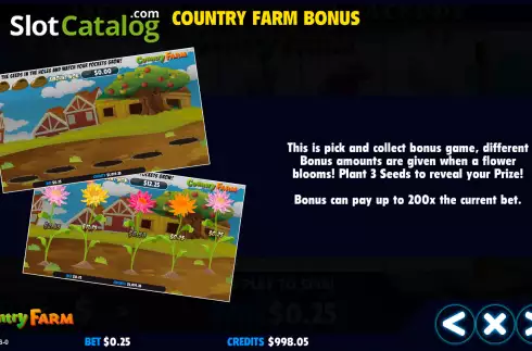 Bonus Game screen. Country Farm slot
