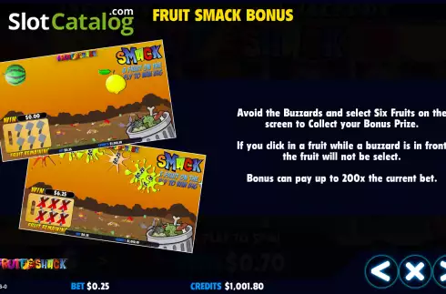 Bonus Game screen. Fruit Shack slot