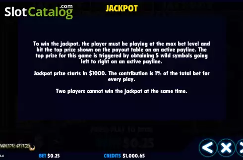 Jackpot screen. Dragons Gold (Jackpot Software) slot