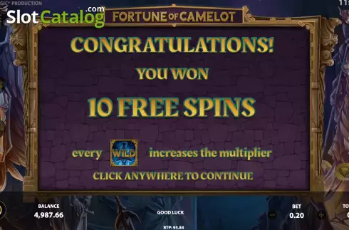 Bildschirm6. Fortune of Camelot slot