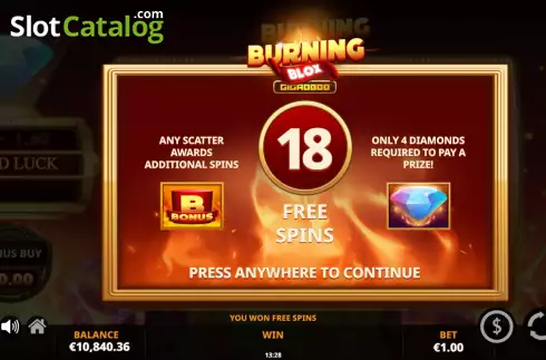 Free Spins Win Screen 2. Burning Blox Gigablox slot