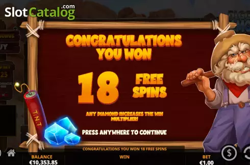 Free Spins Win Screen 2. Diggin’ For Diamonds slot