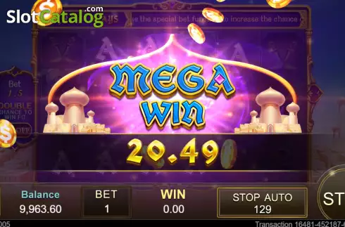 Mega Win screen. Magic Lamp (Jili Games) slot