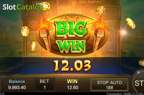 Big Win screen. Golden Empire (Jili Games) slot