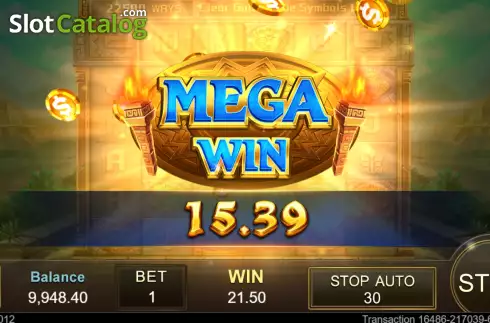 Mega Win screen. Golden Empire (Jili Games) slot