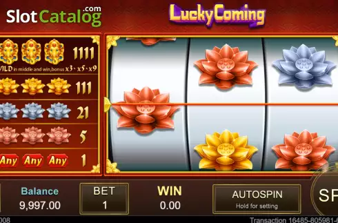 Game screen. Lucky Coming slot
