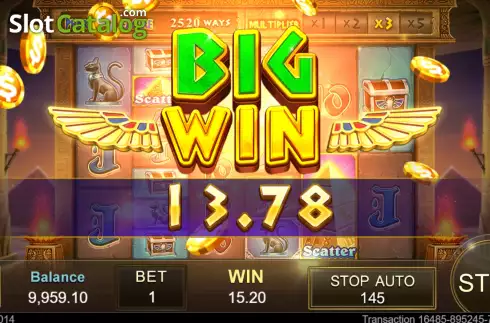 Big Win screen. Pharaoh Treasure slot