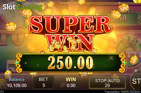 Super Win screen. Money Coming slot
