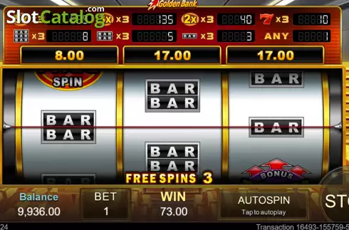 Free Spins screen 3. Golden Bank slot