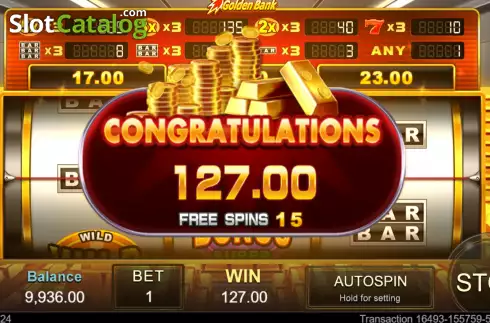Wiт Free Spins screen. Golden Bank slot