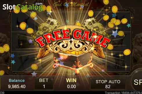 Free Game screen. God Of Martial slot