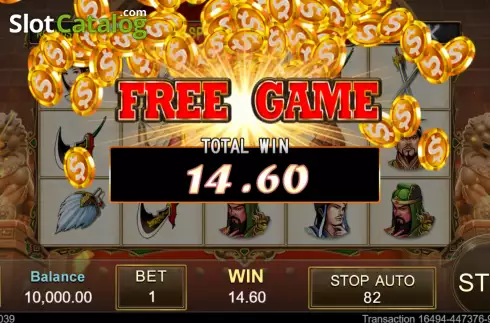 Win Free Game screen. God Of Martial slot