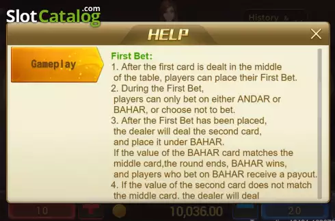 Game Rules screen 2. Andar Bahar (Jili Games) slot