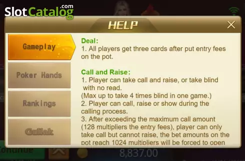 Game Rules screen. AK47 slot