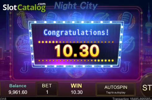 Win Free Game screen. Night City slot