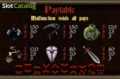 Paytable 1. Apokalypse Knigts slot