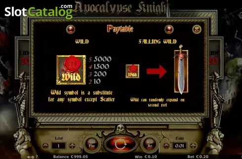 Paytable 3. Apocalypse Knights slot