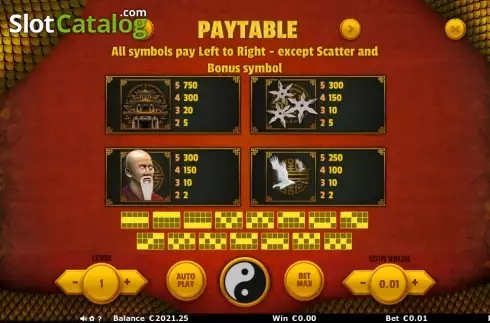 Paytable 2. The Dragon slot