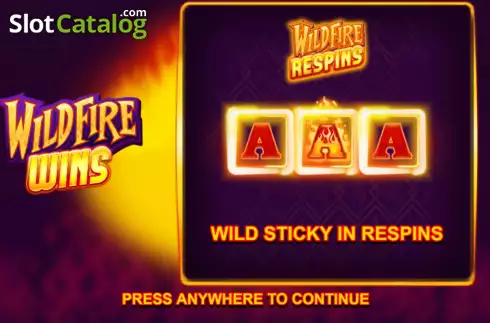 Start Screen. Wildfire Wins slot