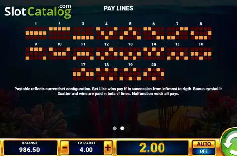 Paylines screen. Fishin Fun (Justplay Gaming) slot