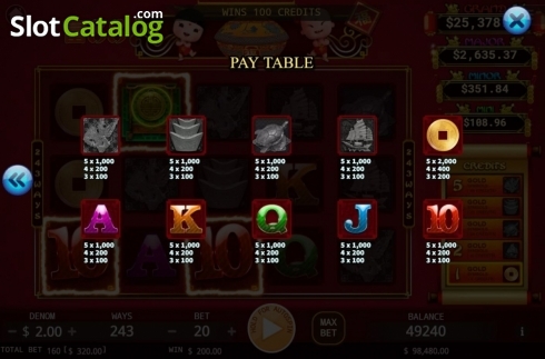 Paytable. 88 Riches (KA Gaming) slot