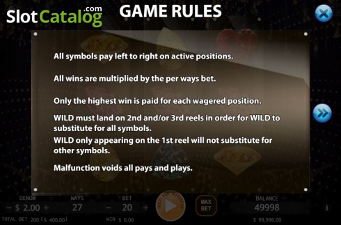Game Rules. Quick Play Jewels slot