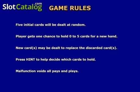 Game Rules. Super Video Poker slot