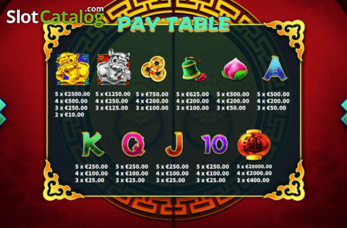 Paytable. Fortune Lions (KA Gaming) slot