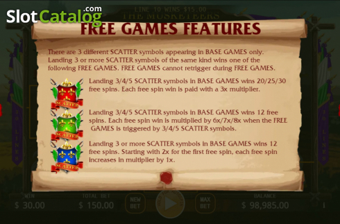 Features. The Musketeers (KA Gaming) slot