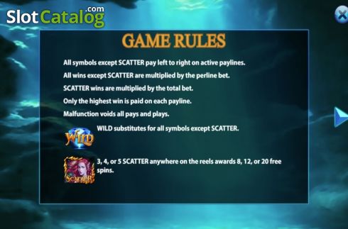 Game Rules. Secret of Ocean slot